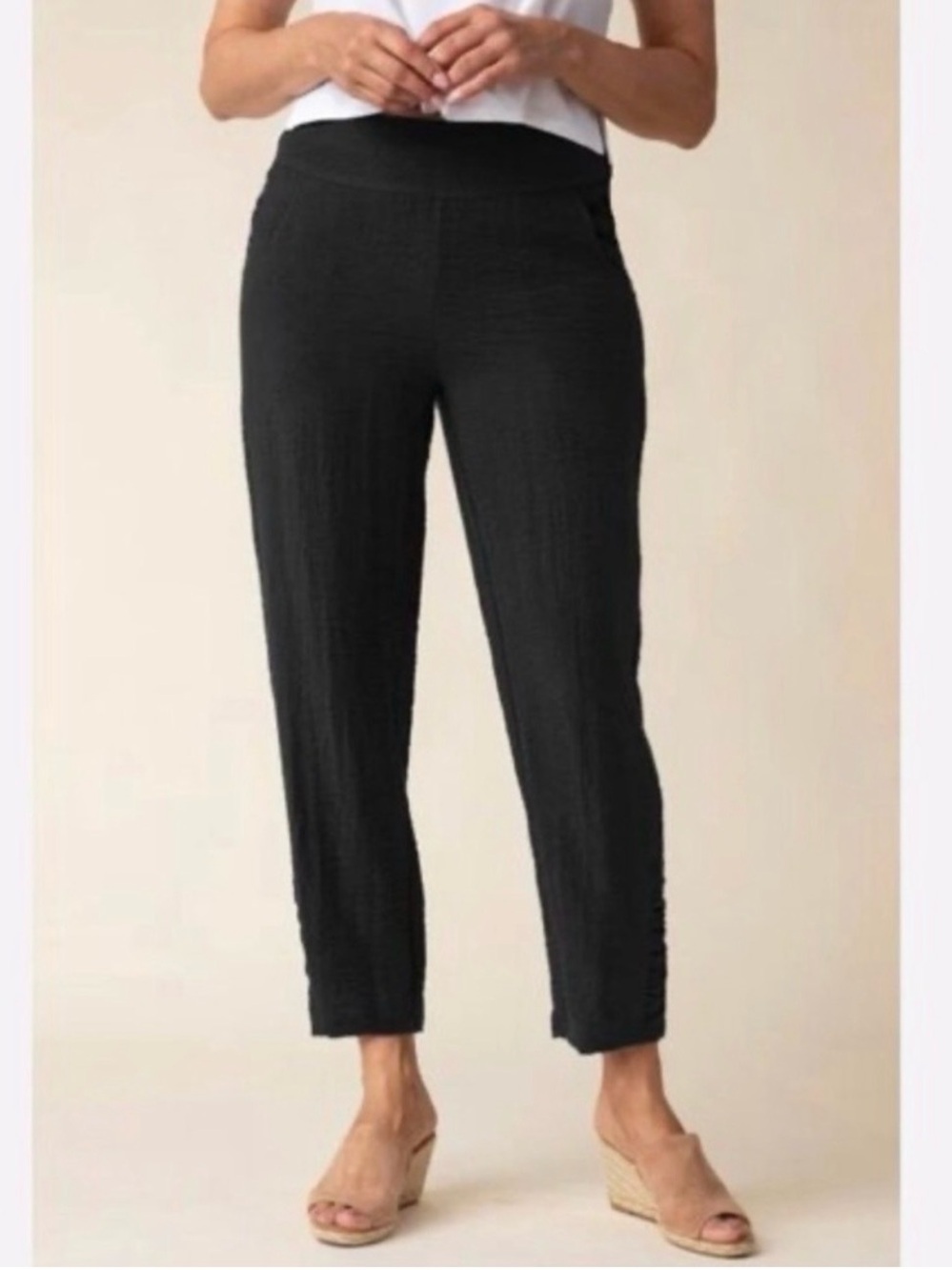 Habitat Black Textured Ankle Pants